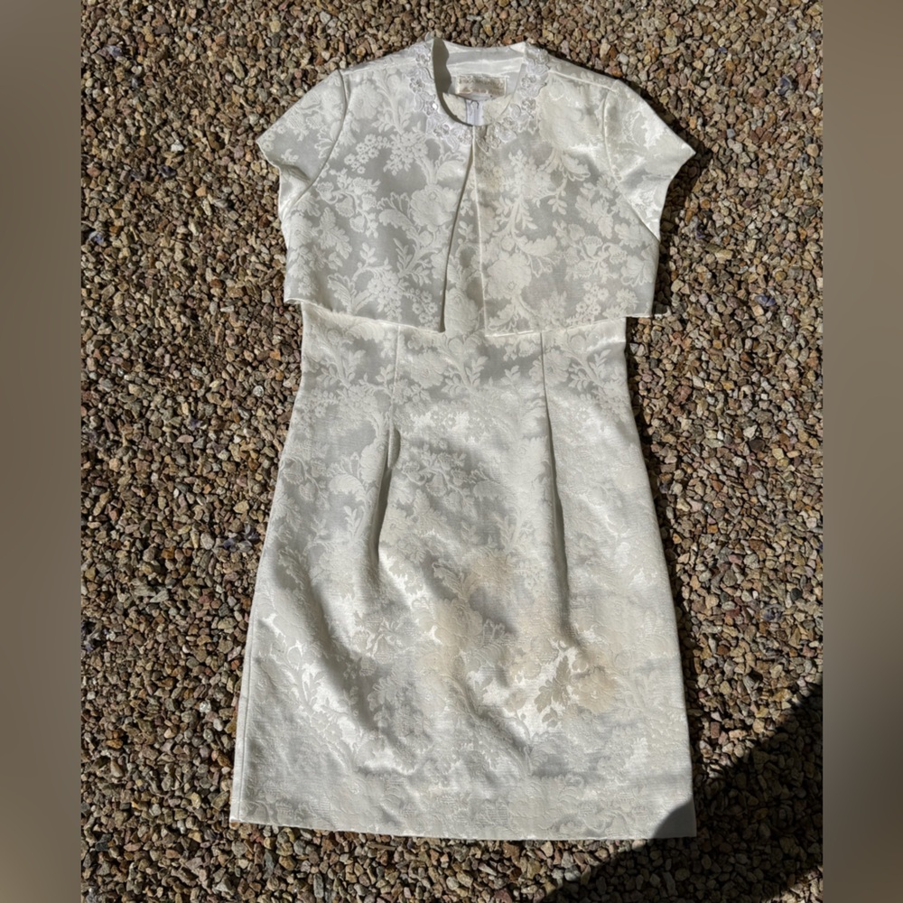 Jessica McClintock Girls vintage 2 piece brocade dress and jacket - size 16